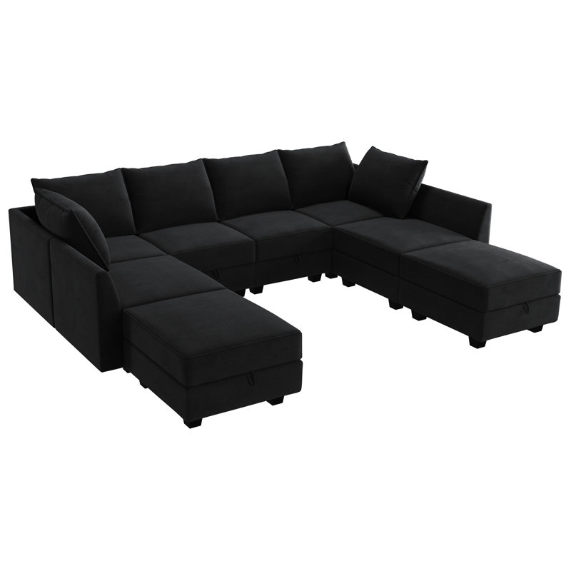 Canapé modulaire en velours modulaire Tremee, Velours noir