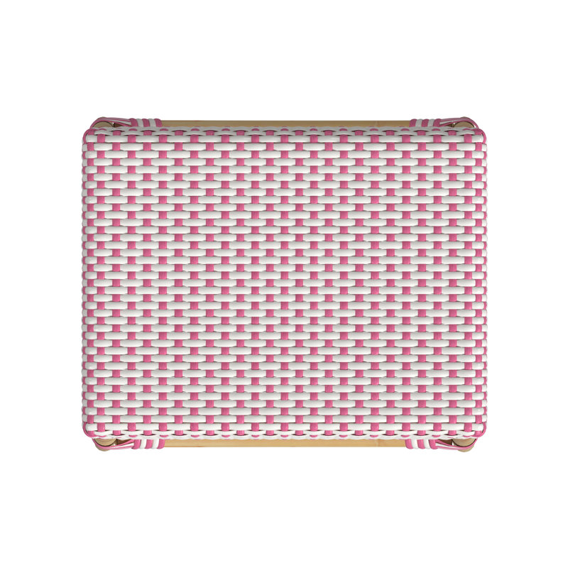 Robias Rattan Bar & Counter Stool, White/Pink Dot/ Natural Rattan Frame, Counter Stool (24.5" Seat Height)