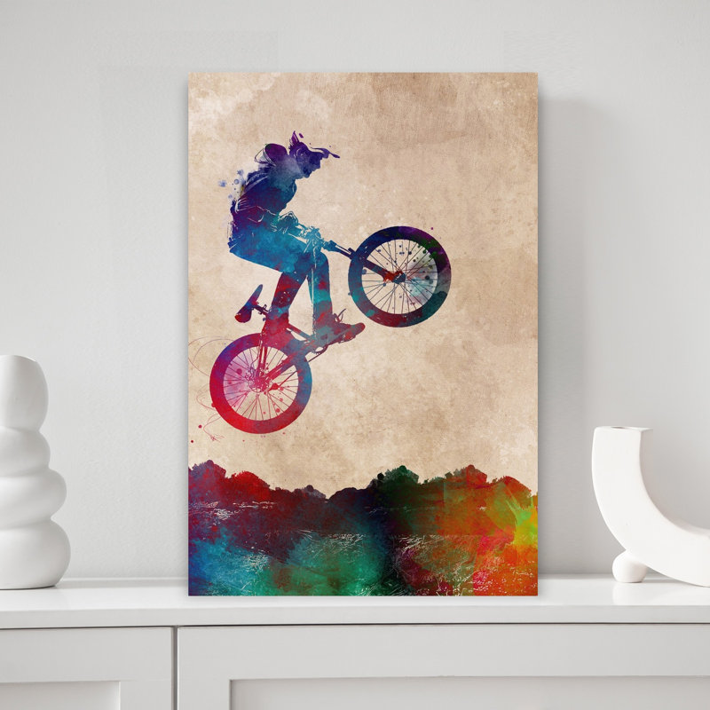 «Vibrant Bmx Rider», art mural contemporain, 18" H x 12" W