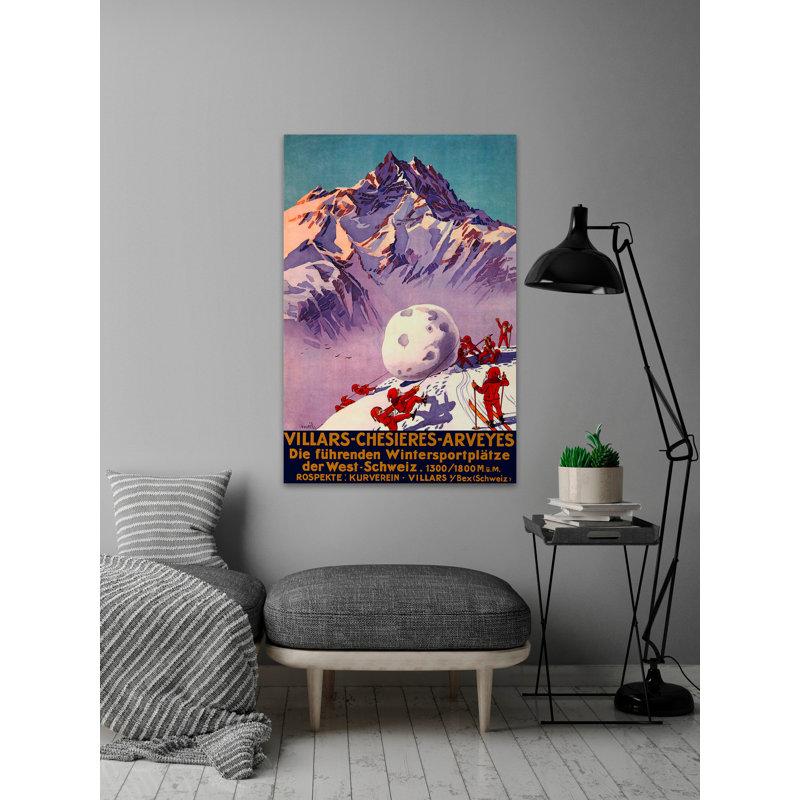 « villars », affiche rétro sur toile tendue, H 18 po x l 12 po