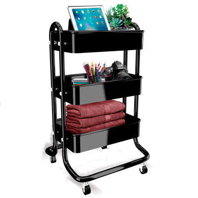 Rolling Carts with Wheels, 3-Tier Slim Design
