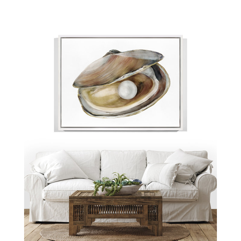 Oyster 3, 23" H x 31" W, White Floater Framed