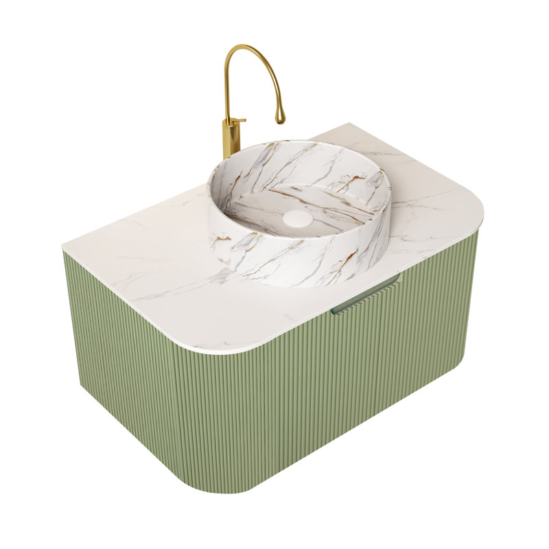 Élégant meuble-lavabo mural avec lavabo en céramique, matériaux de qualité supérieure pour les salles de bain modernes