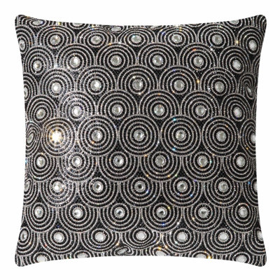 Sparkles Home Monte Carlo Throw Pillow | Velvet Cover with Glass Rhinestones & Feather Insert