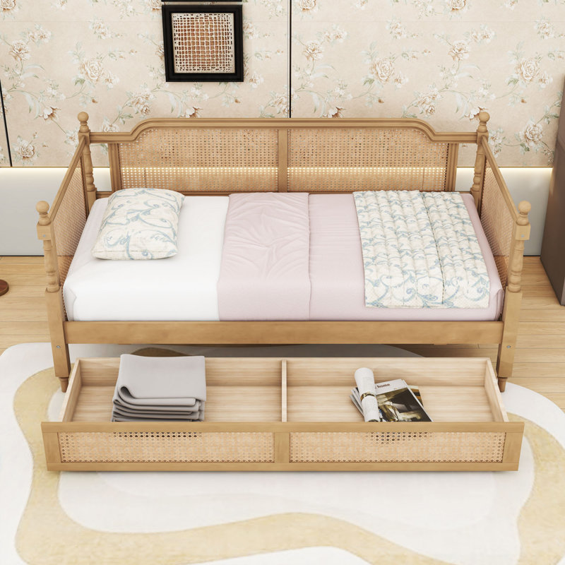 Wood Daybed with 2 Storage Drawers, Twin, Antique Walnut