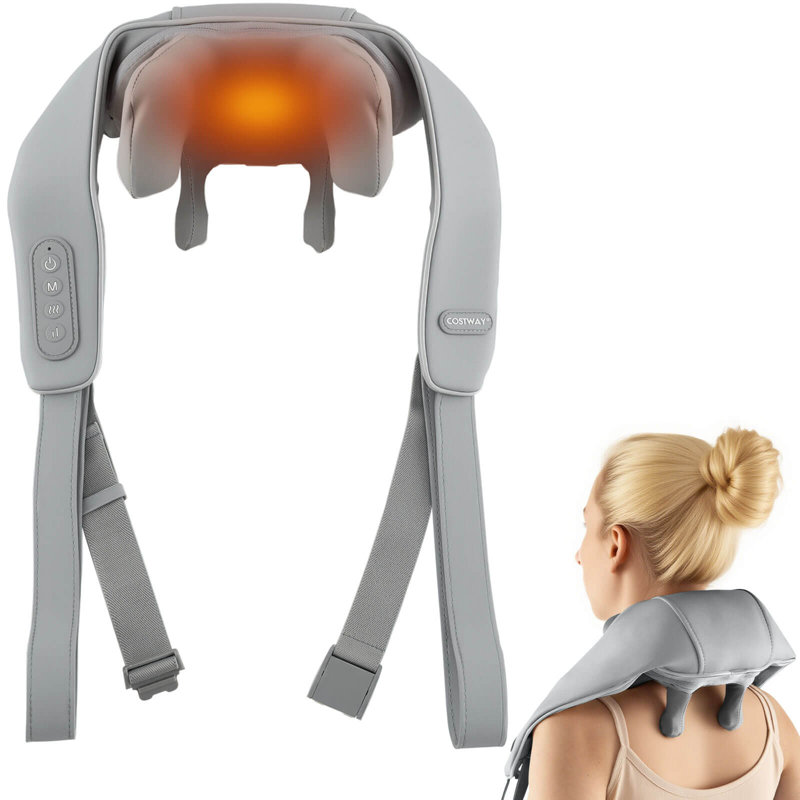 Neck Shoulder Massager with 2 Heating Levels & Adjustable Intensity Gray