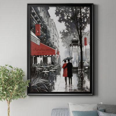 Rainy Paris II by J Paul - Matted and Framed Under Glass, Large Living Room Wall Art