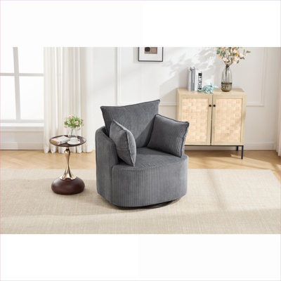 Fauteuil d'appoint de salon | Chaise rembourrée simple en ardoise grise rotative 360 ° pour bureau de chambre à coucher