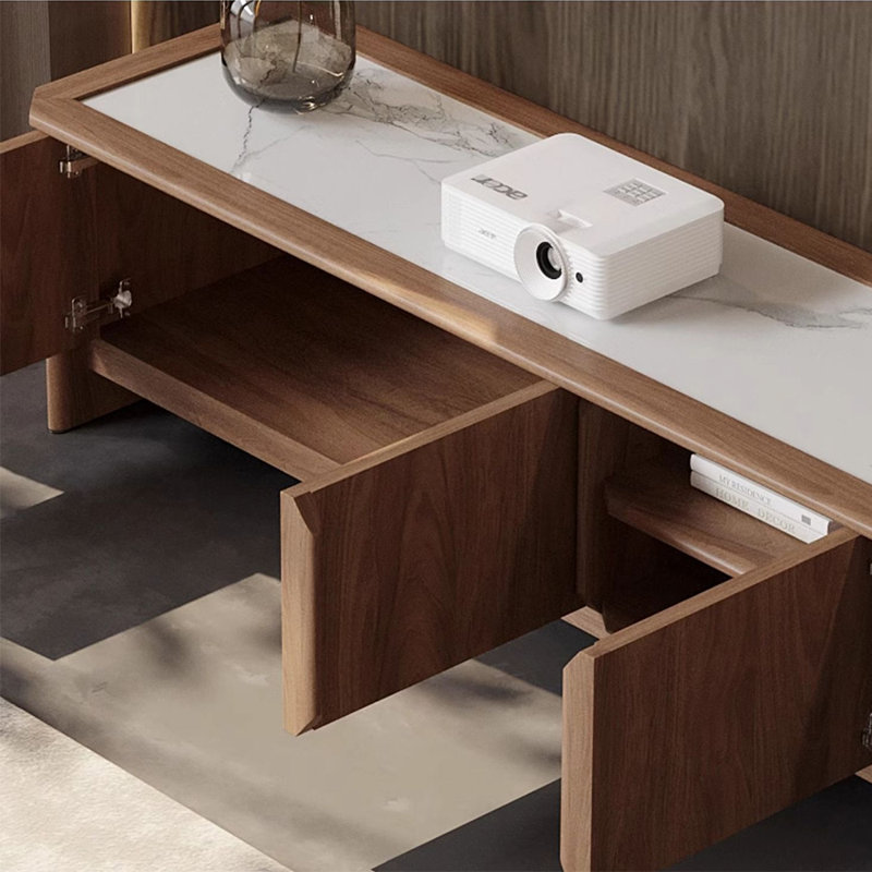 Meuble télé de comptoir en pierre frittée de style américain, 94.49"