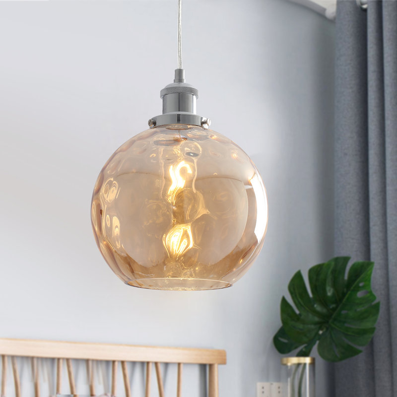 Luminaire suspendu simple en chrome à 1 lumière, Gris