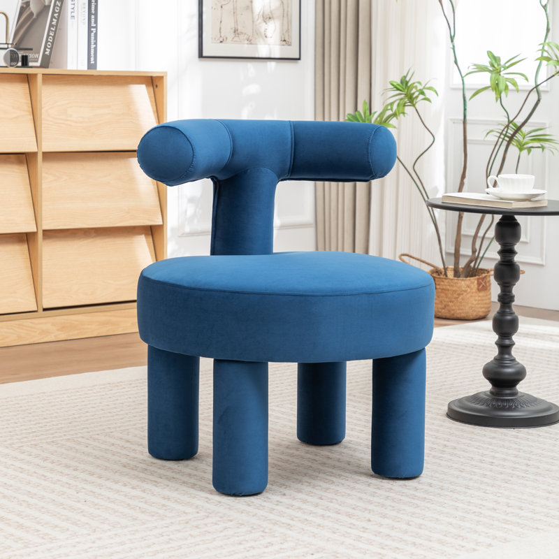Fauteuil demi-tonneau en velours Bula, Navy