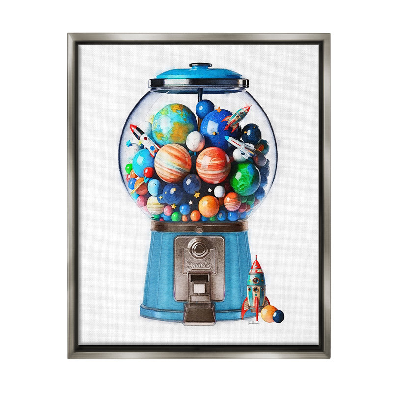 «Outer Space Candy Distributeur Floater Frame» par Amanda Greenwood sur toile, Cadre flottant gris lustré, H 21 po x l 17 po
