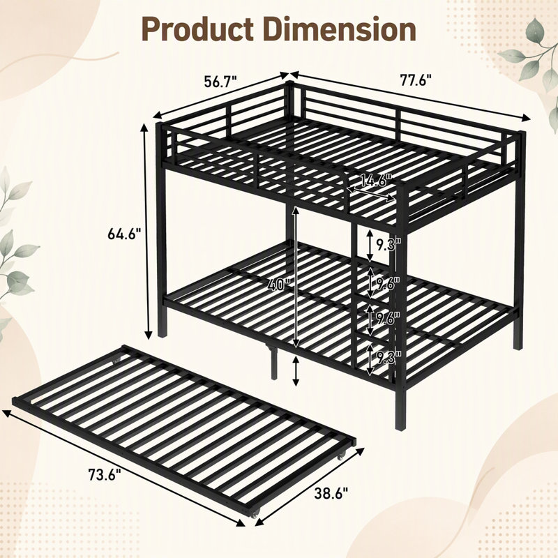 Full over Full Bunk Bed , Trundle Bed Included