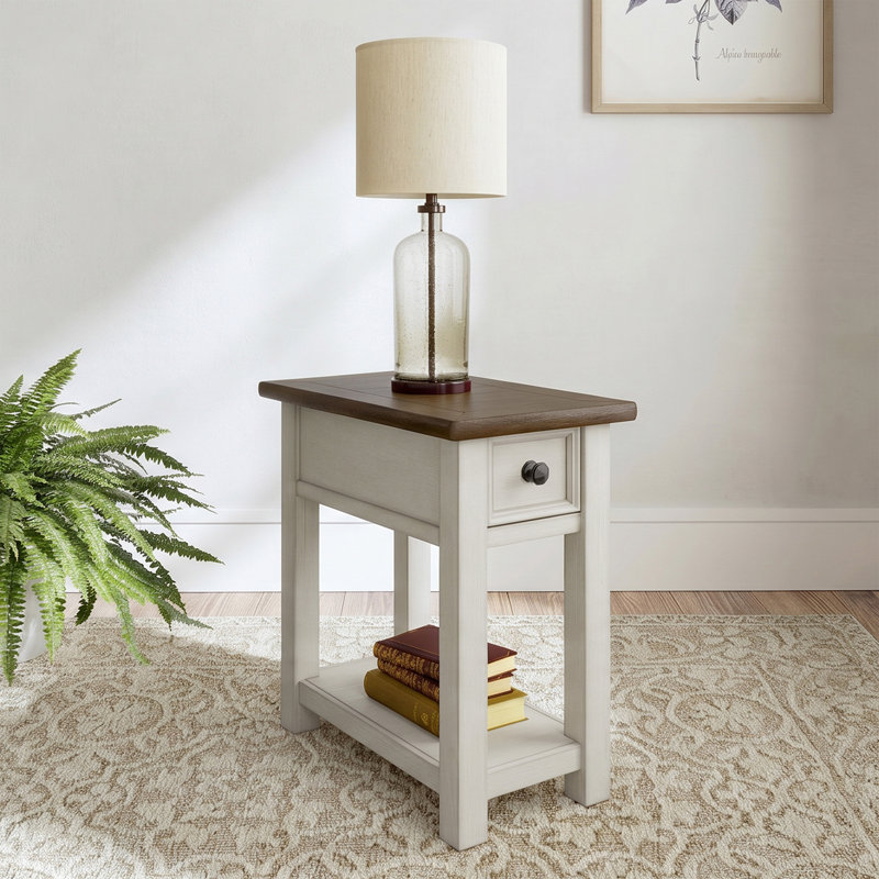Chailey Top 1 End Table with Storage and Built-In Electrical Outlet, 24.13" H x 14" W x 24.13" D