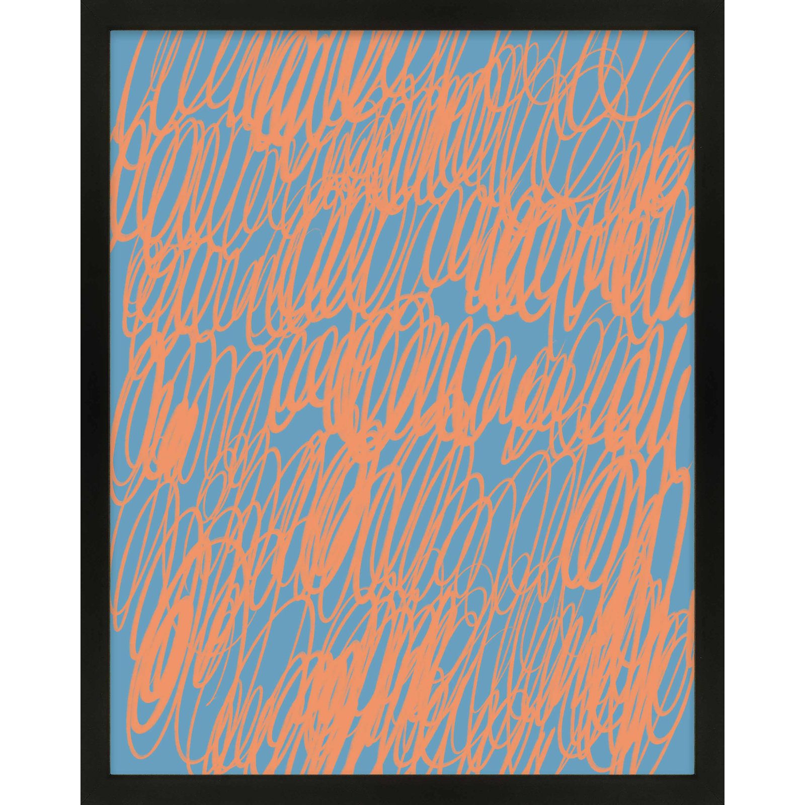 Color Squiggles 2 by Jacques Pilon, 38" H x 30" W x 1.25" D, Black Single Structure Framed Paper