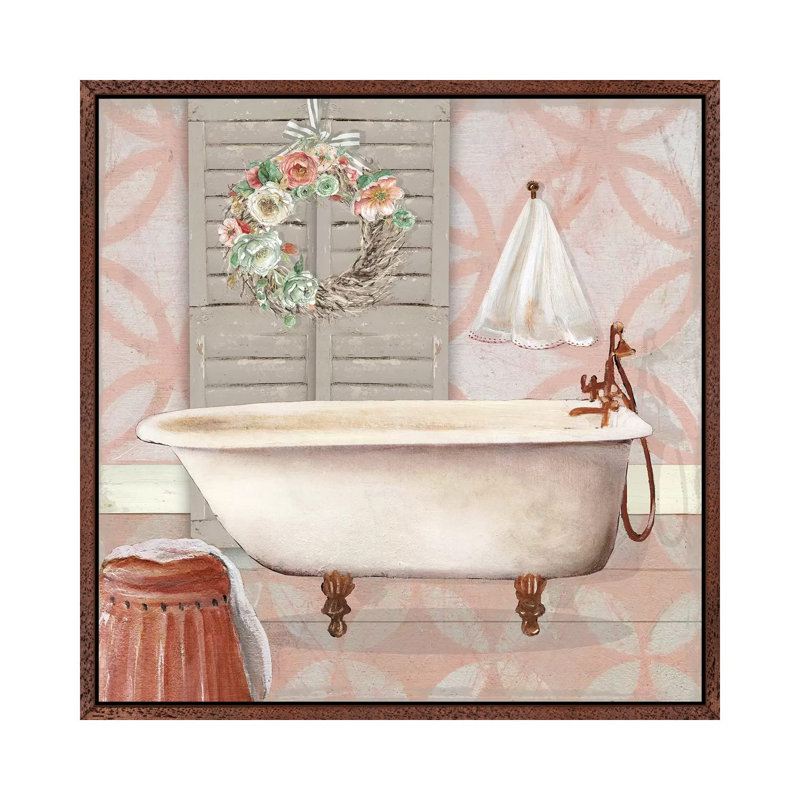 Blushing Bath II by Carol Robinson - Print on Canvas, 45.72 cm H x 45.72 cm W, Classic Brown Wood Framed