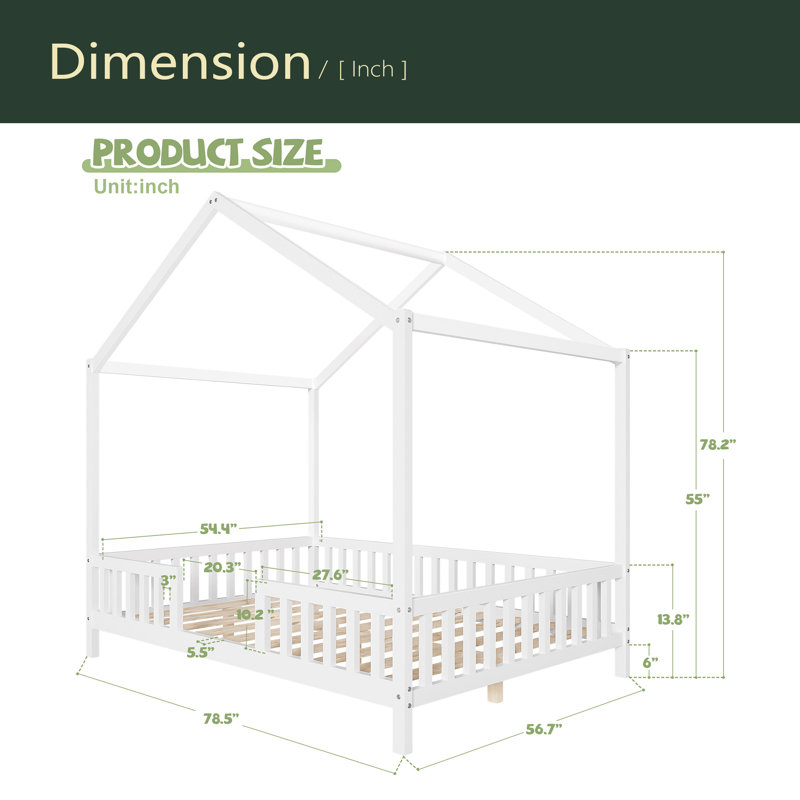 House Shape With High Railings, Full, White
