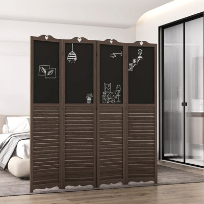 Mur d'intimité 5,5 pi, 4 noyer brun avec tableau noir pour cloison de bureau, barrière de 67 po