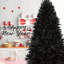 Arbre de Noël noir de 7 pi avec 450 lumières DEL blanches, arbre artificiel en PE + PVC à 1916 pointes pour décoration d'Halloween et des Fêtes, structure à charnières avec support en métal stable-507618832-507618837
