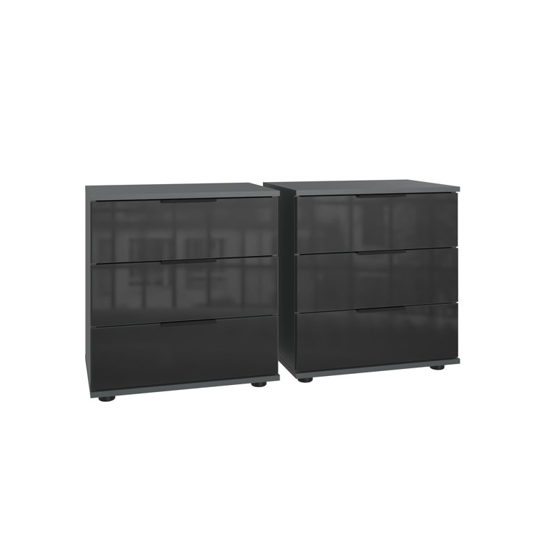 Anetria 52cm W Manufactured Wood Bedside Table, Black