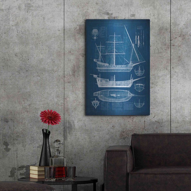 «Antique Ship Blueprint I» par Vision Studio, H 36 po x l 24 po