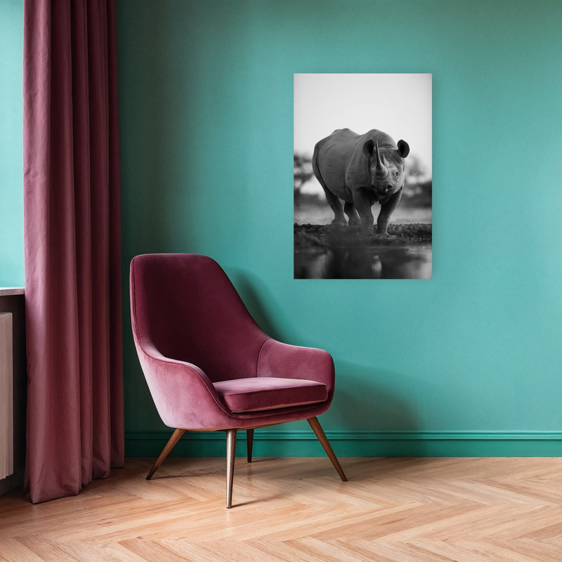 «Majestic Black Rhino», art mural contemporain abstrait, 36" H x 24" W