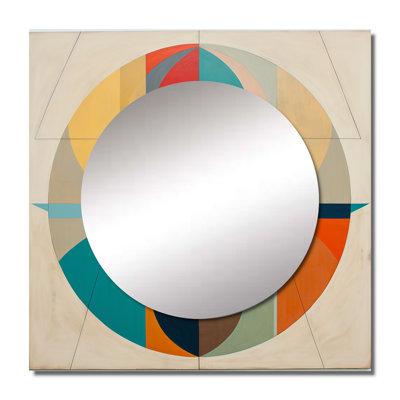 Serendipity Retro Abstract Midcentury Geometrics I - Midcentury Square Mirror For Wall Art Decor