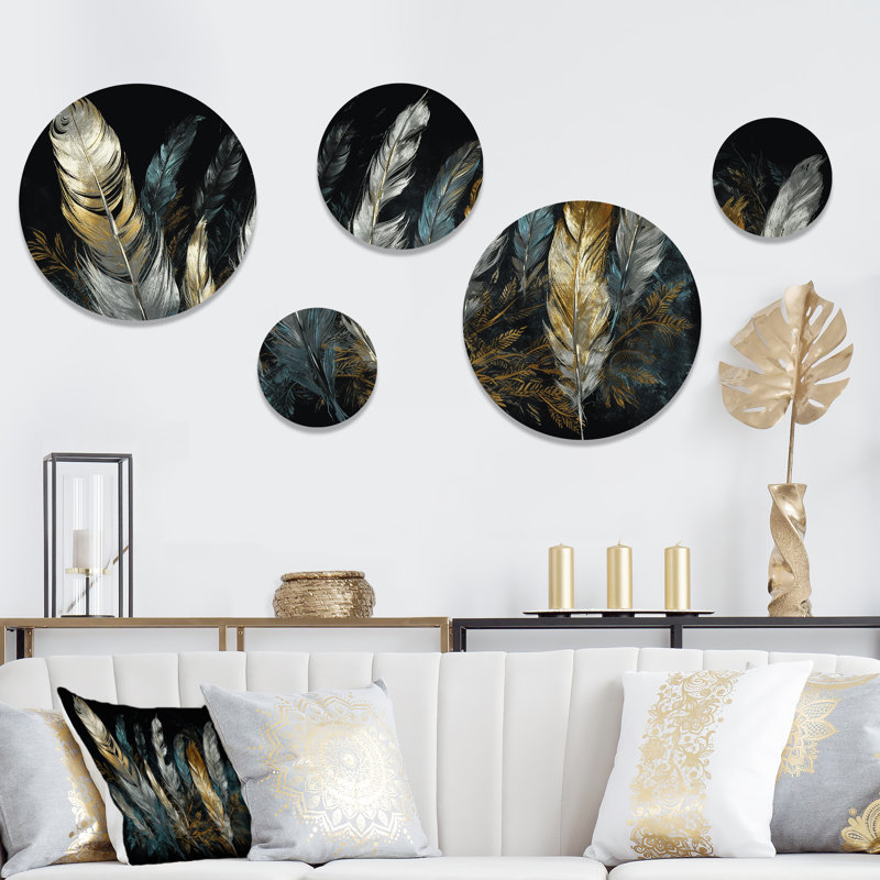 Plume dorée Glamour IV - décoration murale en métal Glam Feather