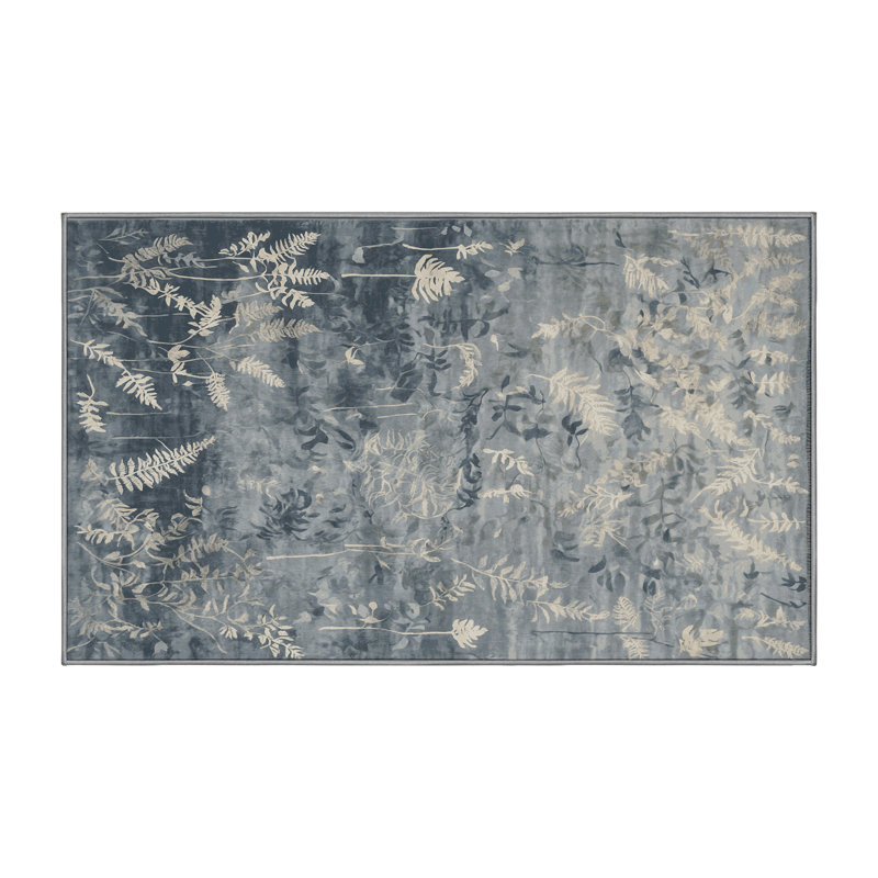 Tapis gris lavable à la machine, Rectangulaire 3 pi x 5 pi