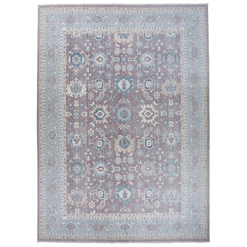 Tapis turc mauve et bleu 10 x 14