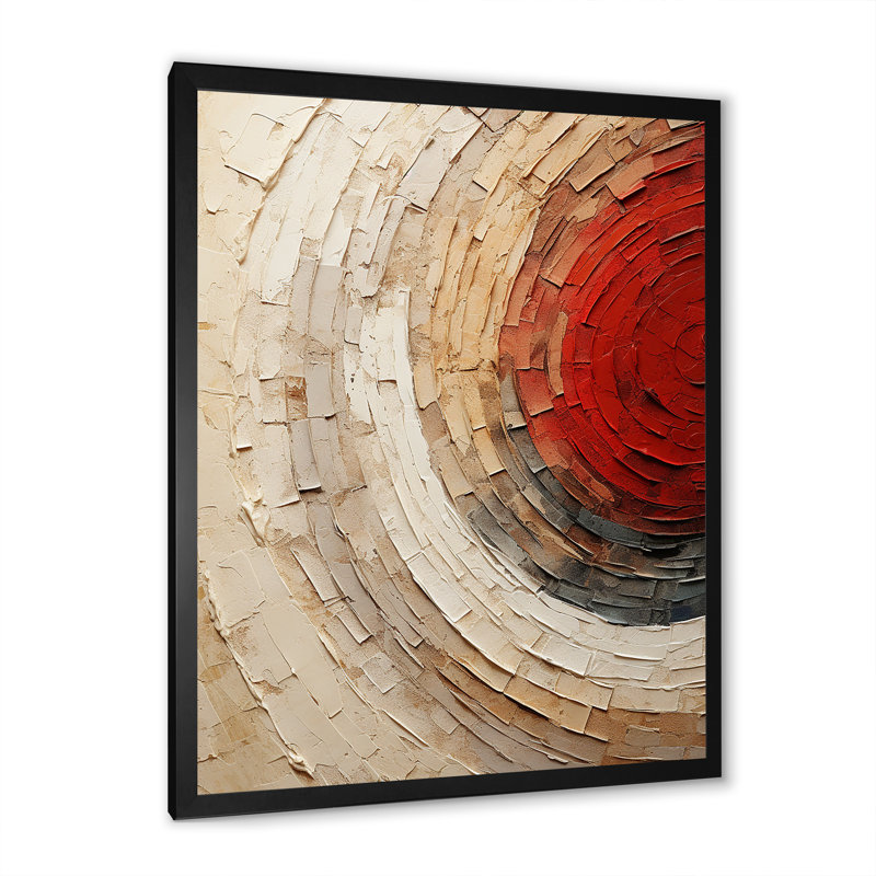 «Beige Red Spiral Poteries I», art abstrait sur toile spirales_106150, H 32 po x l 16 po x P 1 po, Cadre photo noir