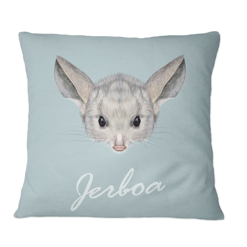 Portrait of Jerboa - Coussin décoratif à imprimé traditionnel, 16 po x 16 po