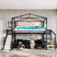 Loft Bed With Storage Stairs, Shelves, And Built-In Wardrobe, Metal Frame With USB Ports And LED Lights, Noise-Reduced Design-1219649629-1219649630
