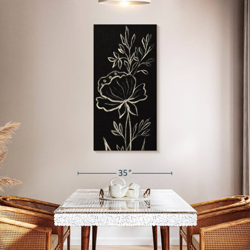 Black Floral, 48" H x 24" W
