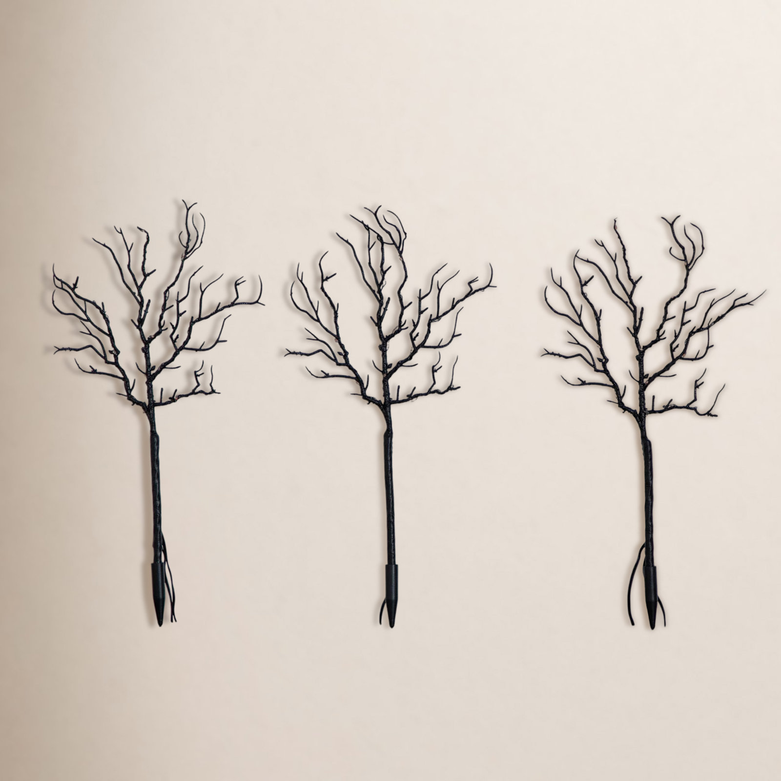 14" Pre-Lit Halloween Black Twig Branch Set