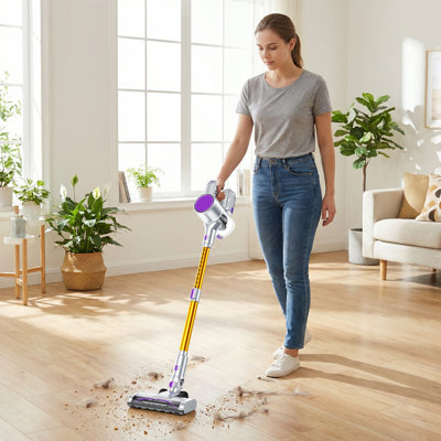 Cordless Vacuum Cleaner, Lightweight Stick Vacuum Cleaners For Home, Powerful Suction & Led Lights Rechargeable Battery For Carpets, Pet Hair, Hardwood Floors