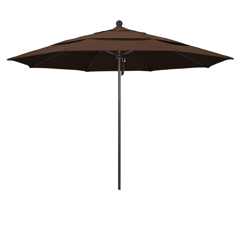 Parasol de marché 11 pi Hibo, Toile performance moka, Bronze