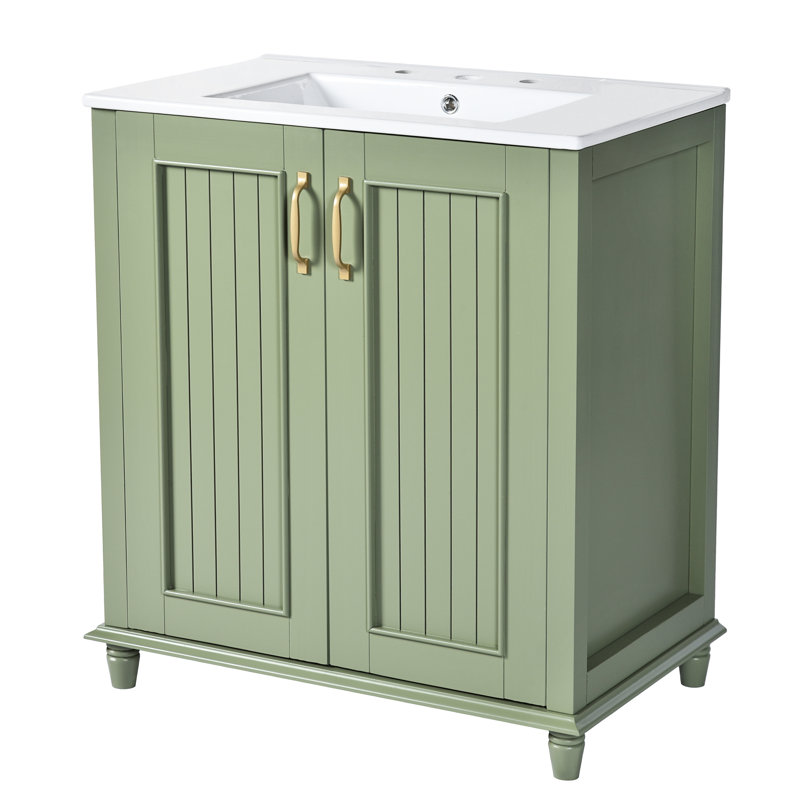 Meuble-lavabo de 30 pouces avec lavabo en céramique et armoire de rangement - look moderne