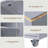 Kitchen Island On Wheels With Extendable Table, Led Lights, Power Outlets, 2 Fluted Glass Doors, Storage Compartment, 3 Open Shelves, Grey-634415136
