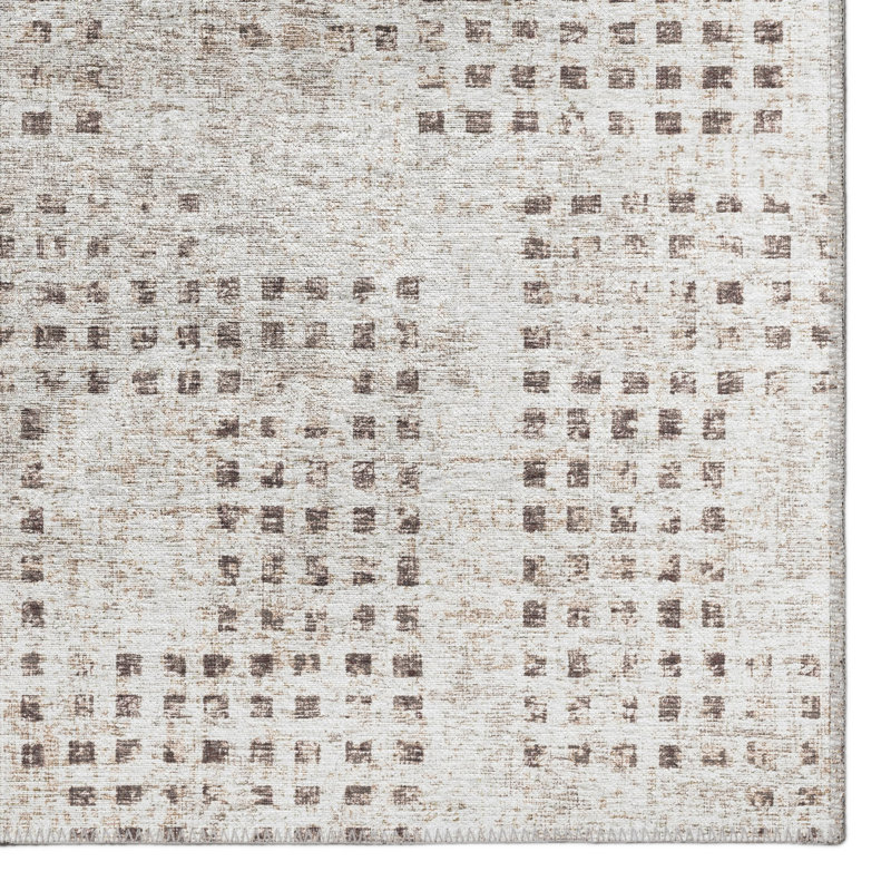 Tapis contemporain ivoire pied-de-poule 5 "x 7" 6 ", Rectangle 8 pi x 10 pi
