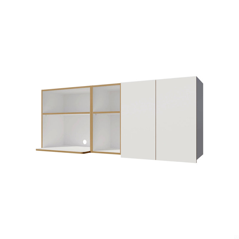 Armoire de cuisine avec espace pour micro-ondes et tablette ouverte