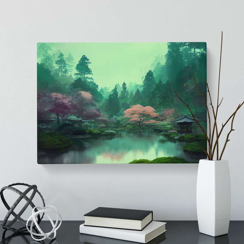 Japanese Garden Pond Vol.4 - Wrapped Canvas, 50cm H x 76cm W x 3cm D