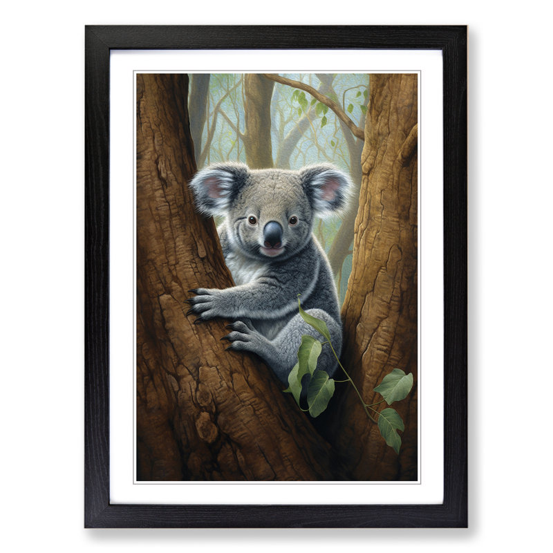 Koala Bear Symbolism Art - Framed Print, 64cm H x 46cm W x 2cm D, Black Framed