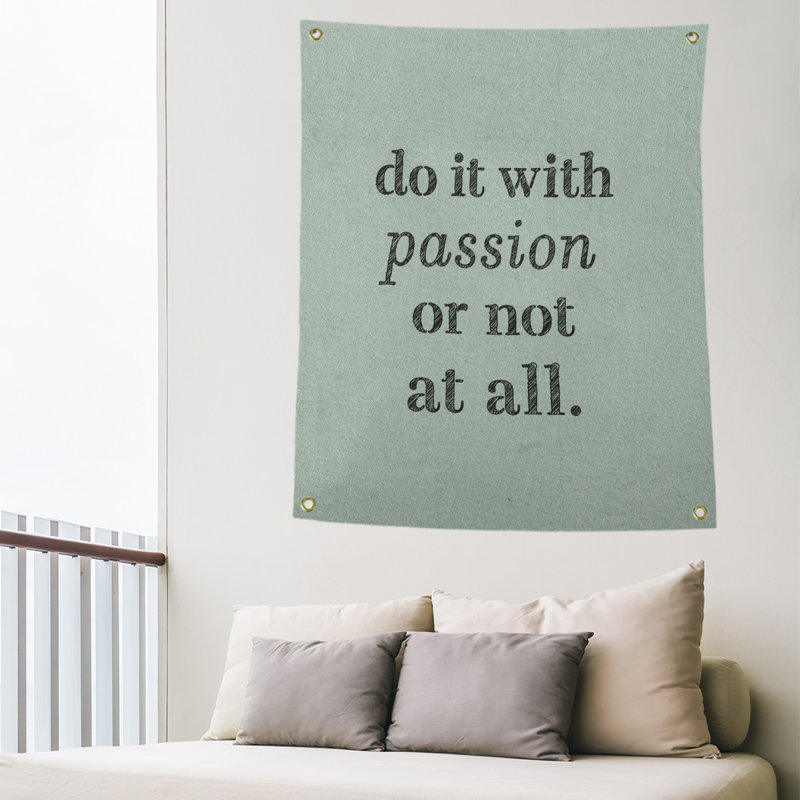 Tapisserie en polyester pour citation de passion, H 36 po x l 26 po, Vert / Noir