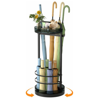 360° Rotating Metal Umbrella Stand Storage Basket