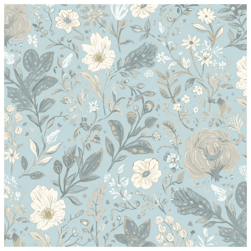 Édredon bleu à motif floral, Lit simple