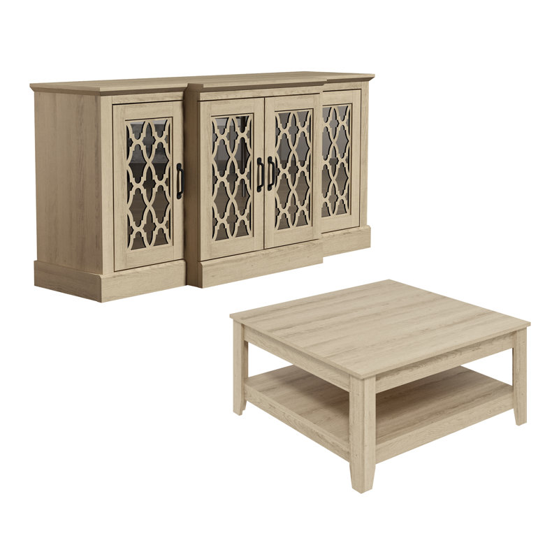 Weddel Basilico 2 Piece Transitional Coordinated Living Room Set, Oslo Oak, Oslo Oak