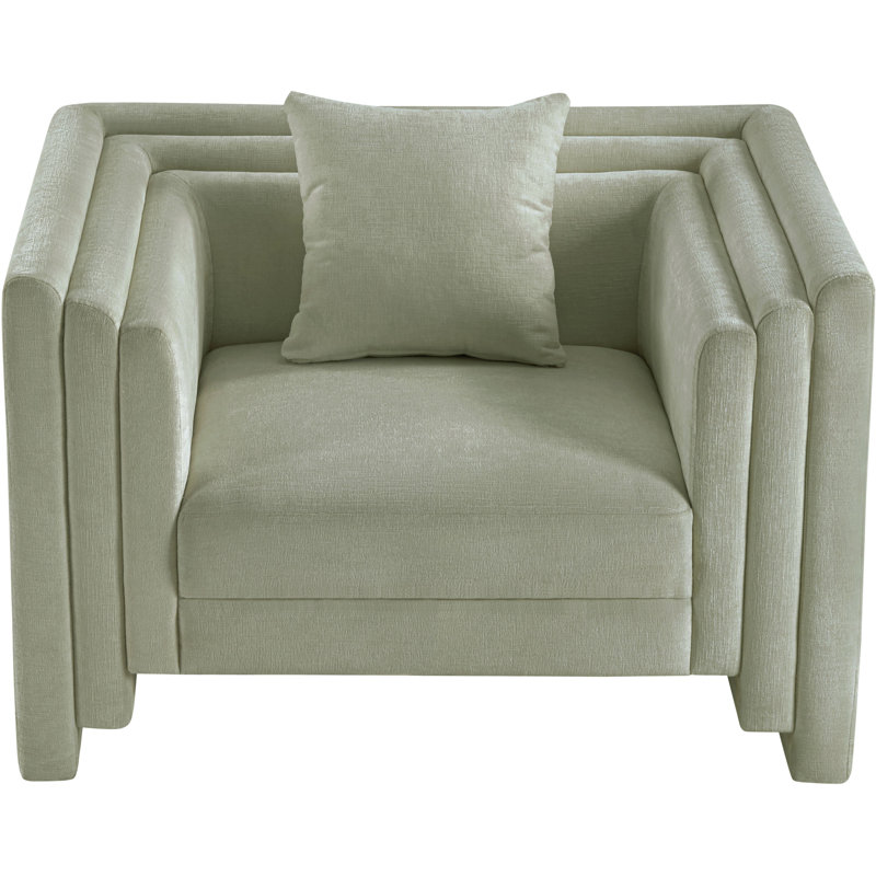 Everett Jalice Chenille Fabric Upholstered Chair, Mint Chenille Fabric