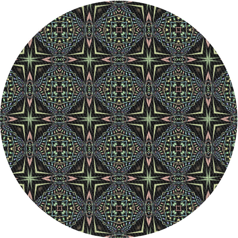 Tapis gris / olive Ikat, Rond 4 pi