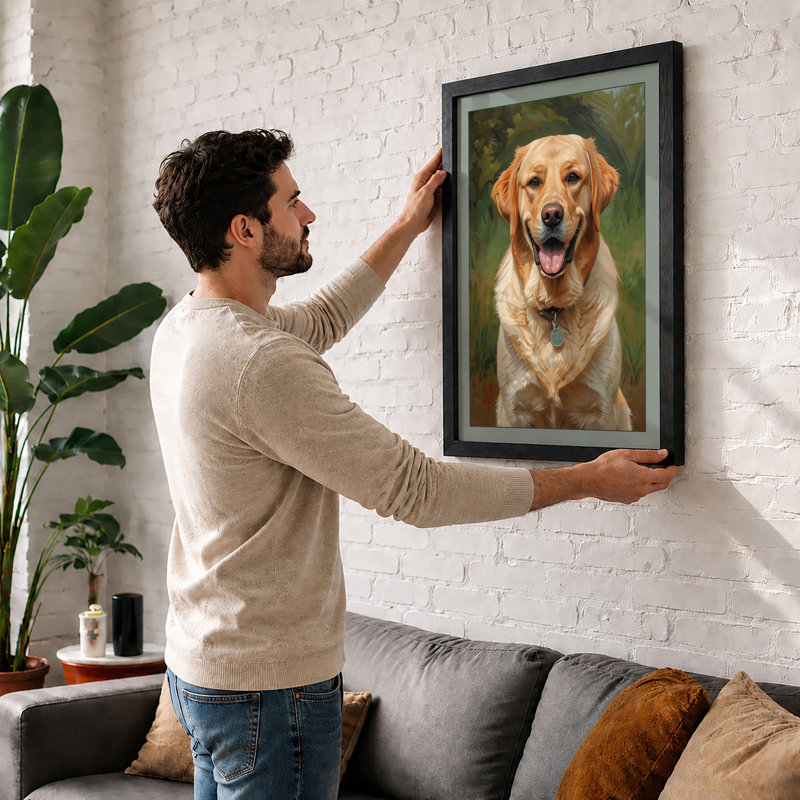 Labrador's Gentle Gaze Modern - Framed Print, Black, A4 - 29.7 x 21.0 cm